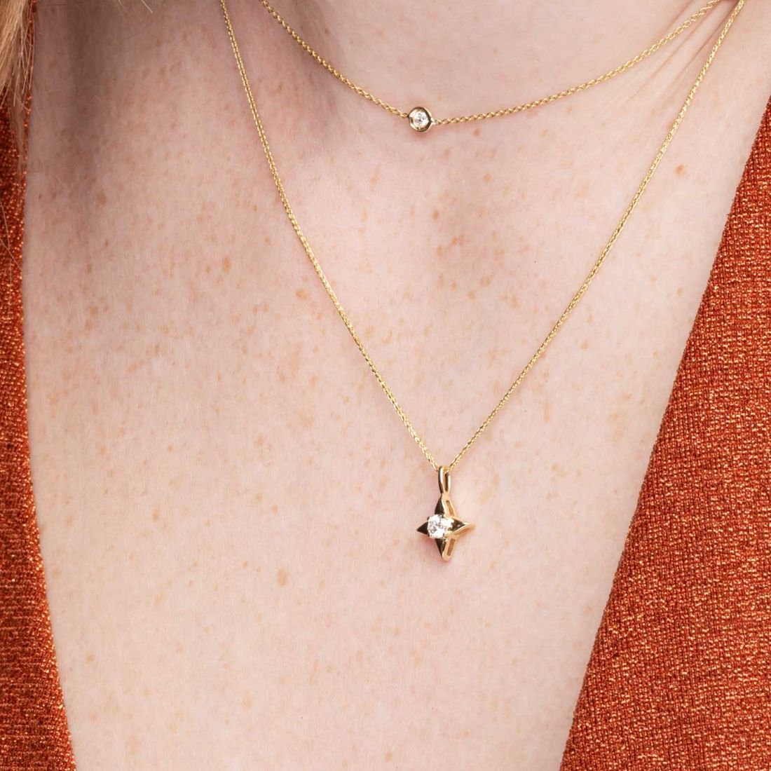 Star of Hope 14Kt Yellow Gold 0.10cttw Natural Diamond Pendant