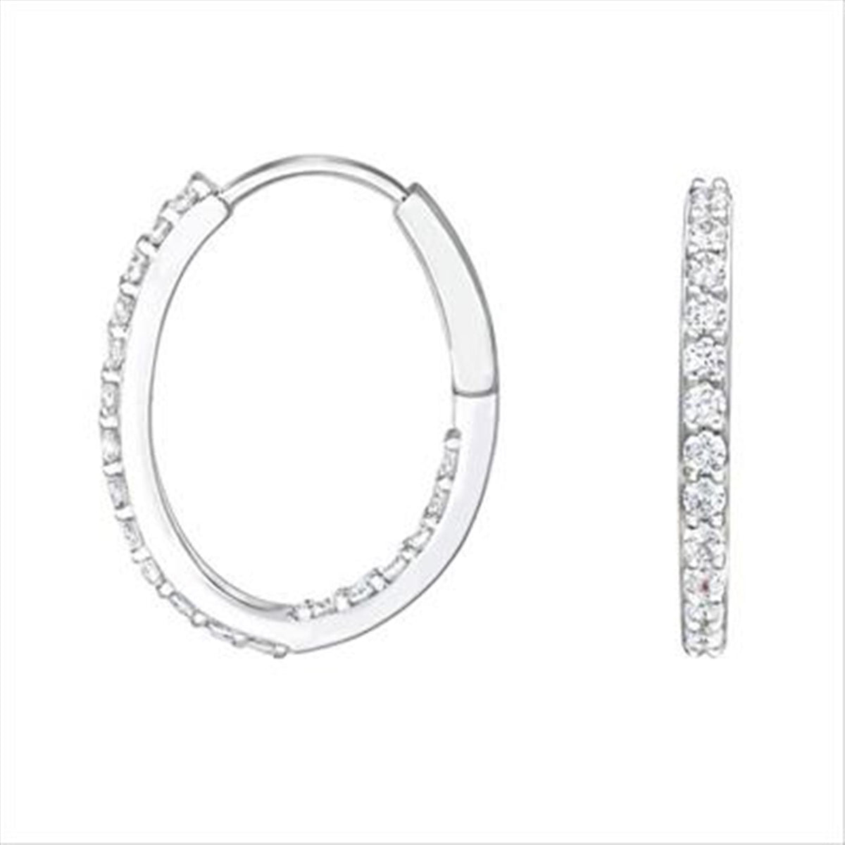 18Kt White Gold Lasker LUX Oval Hoop Earrings With .75cttw Natural Diamonds