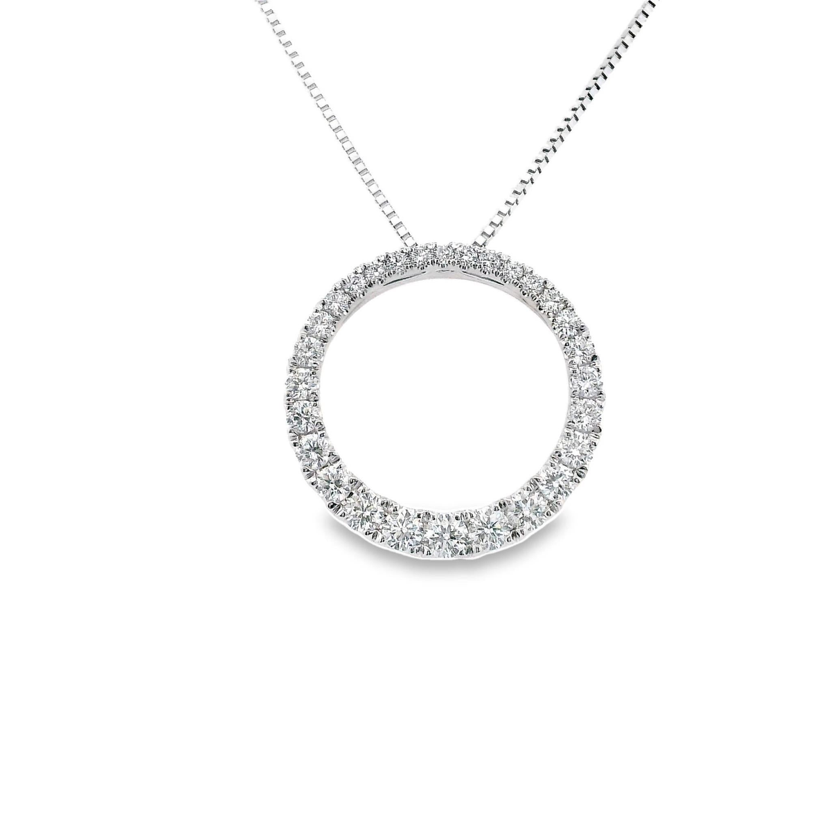 18Kt White Gold Graduated Circle of Life Pendant with 28.93cttw Natural Diamonds (Color G-H, Clarity SI1) On 18" Adjustable Length Chain