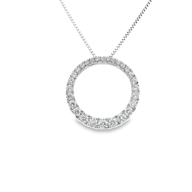 18Kt White Gold Graduated Natural Diamond Circle of Life Pendant