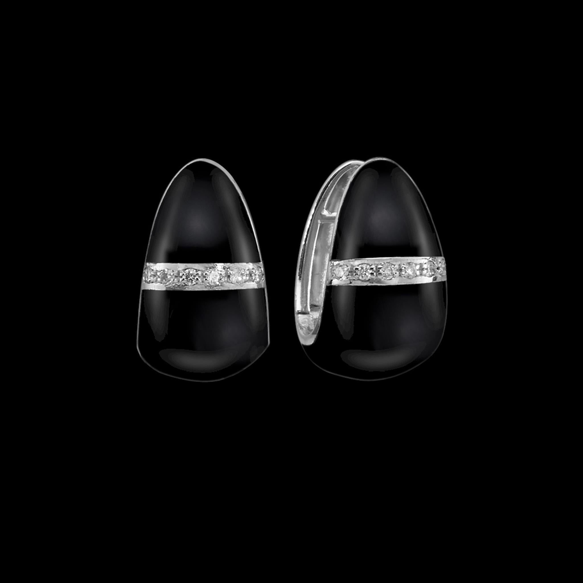 Soho Black Enamel Diamond Earring Cuffs