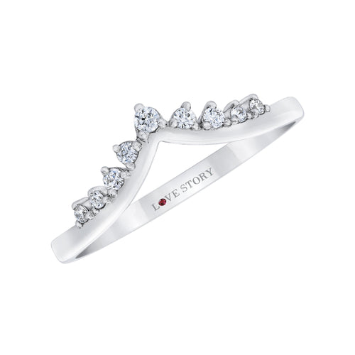 14Kt White Gold Tiara Wedding Ring With 0.12cttw Natural Diamonds