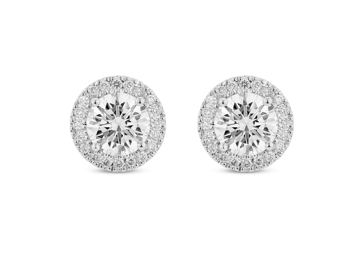 14Kt White Gold Classic Stud Earrings With 2.00cttw Lab-Grown Diamonds