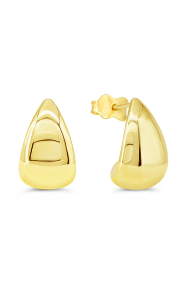 Bella Gold Collection 10Kt Yellow Gold Domed Teardrop Stud Earrings