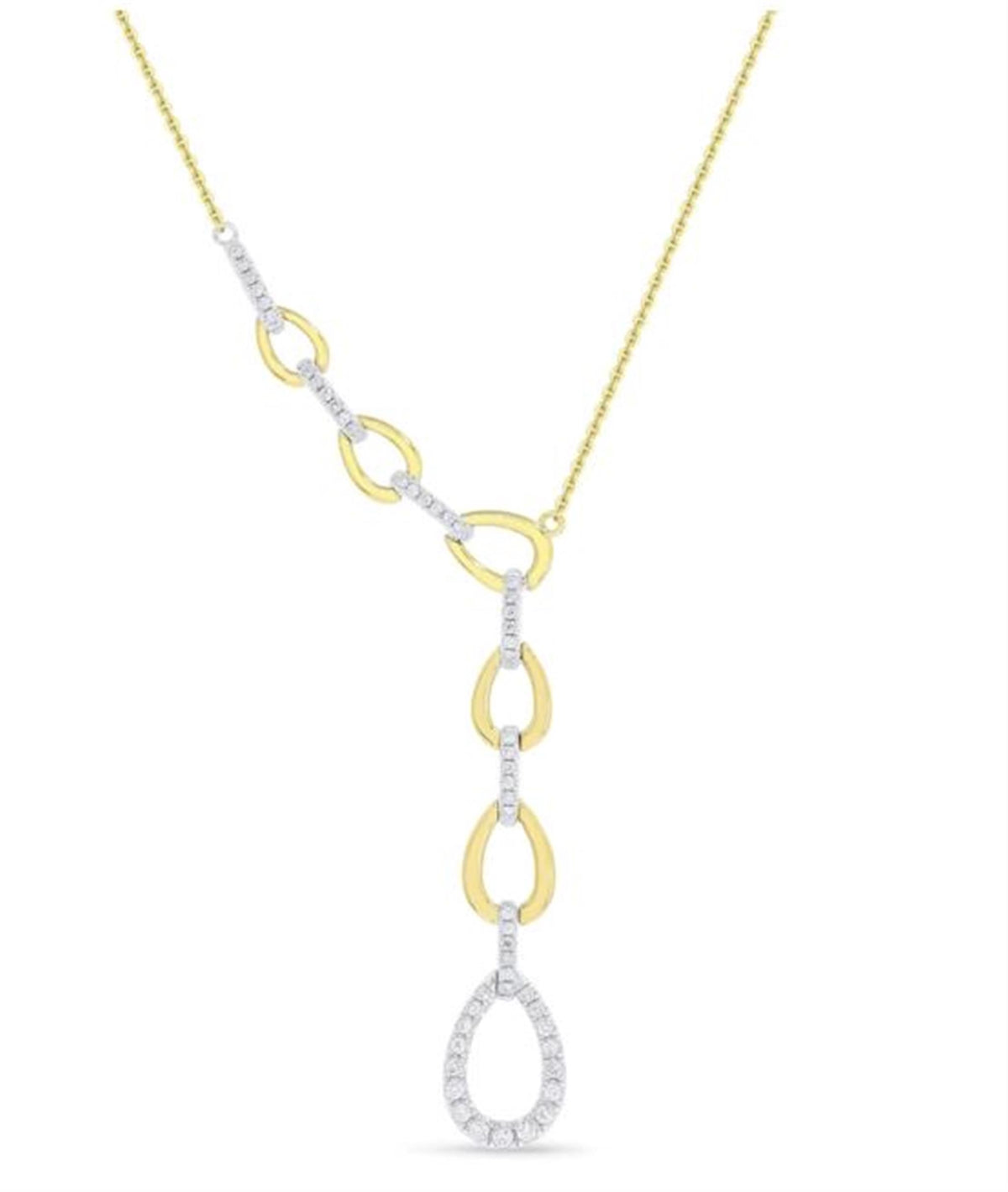 14Kt Yellow & White Gold Link Pendant with 0.32cttw Natural Diamonds