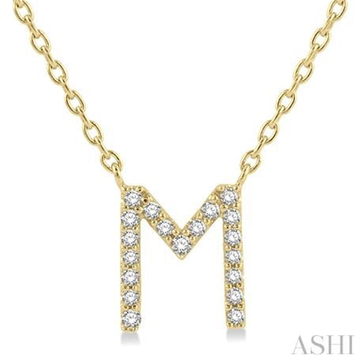 10Kt Yellow Gold Initial M Pendant with .05cttw Natural Diamonds