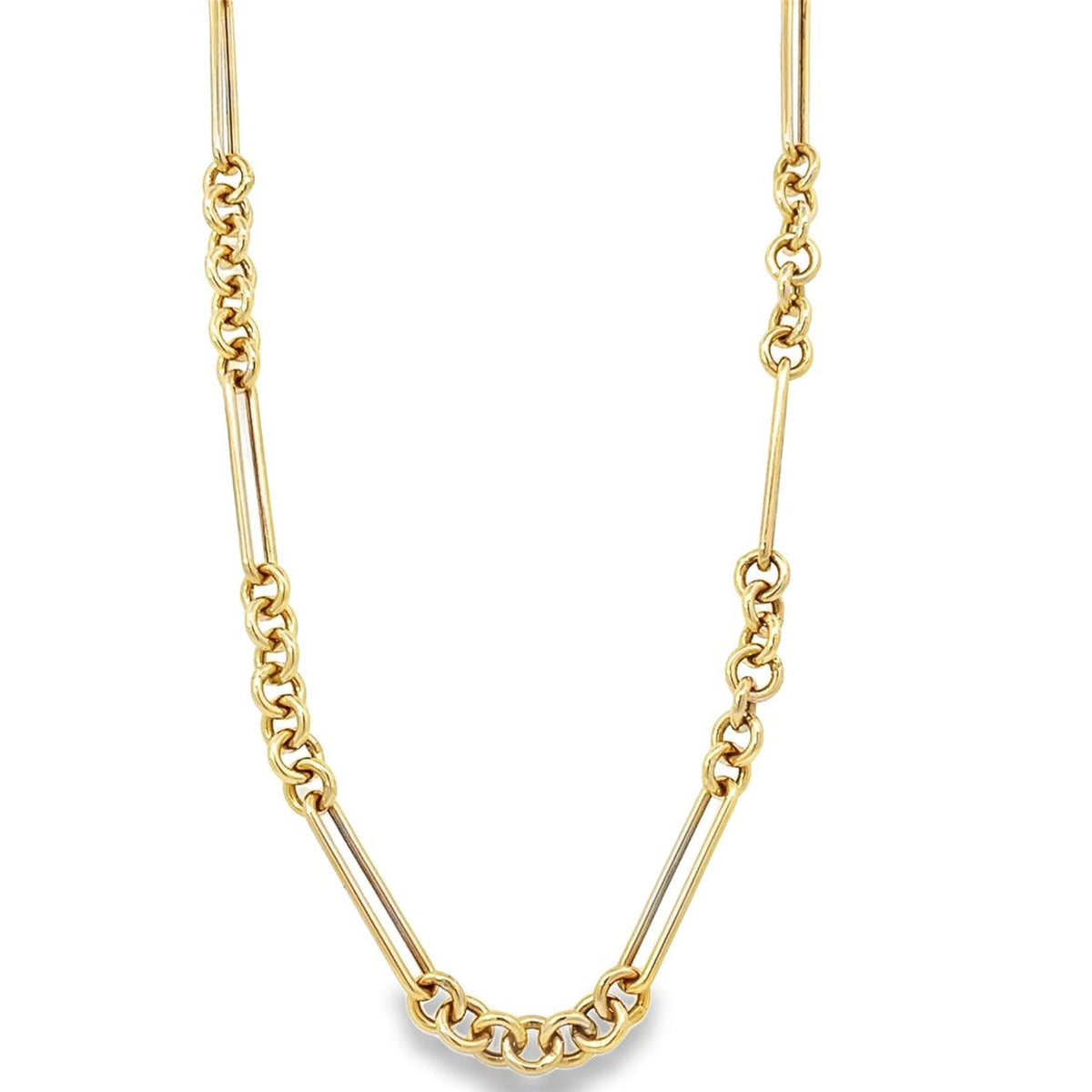 24" 14K Yellow Gold Fancy Link Chain Necklace