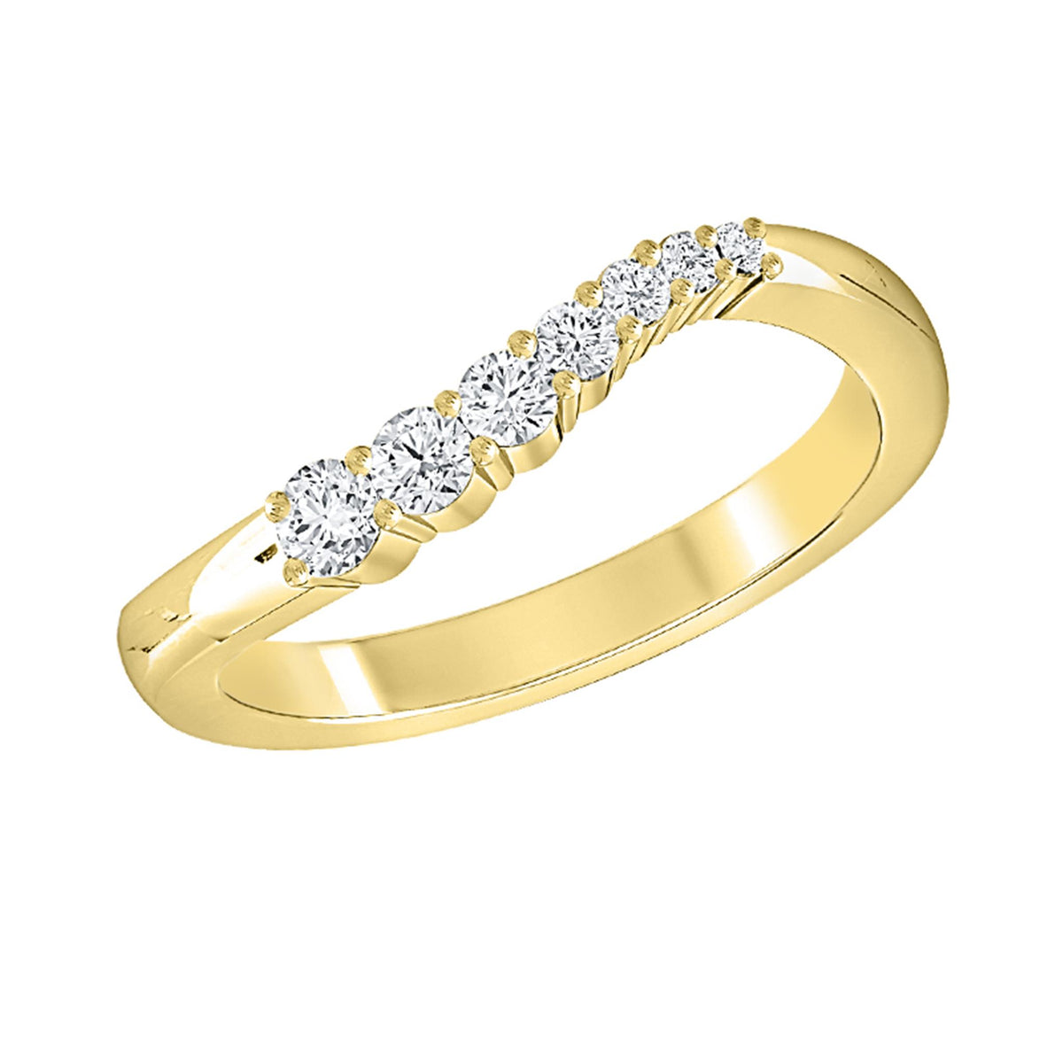 14Kt Yellow Gold Journey Wedding Ring With 0.25cttw Natural Diamonds