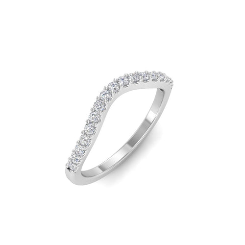 14Kt White Gold Curved Wedding Ring With 0.34cttw Natural Diamonds