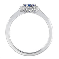 18Kt White Gold Halo Ring with .45Ct Round Sapphire