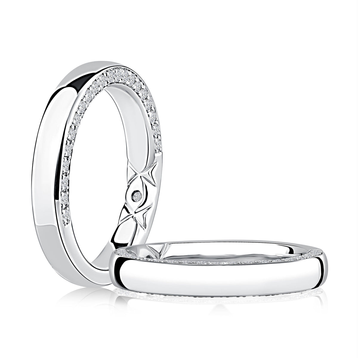 A.Jaffe Shared Prong Bright Polished Wedding Band
