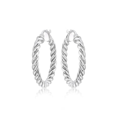 Sterling Silver 35mm Twist Hoop Earrings