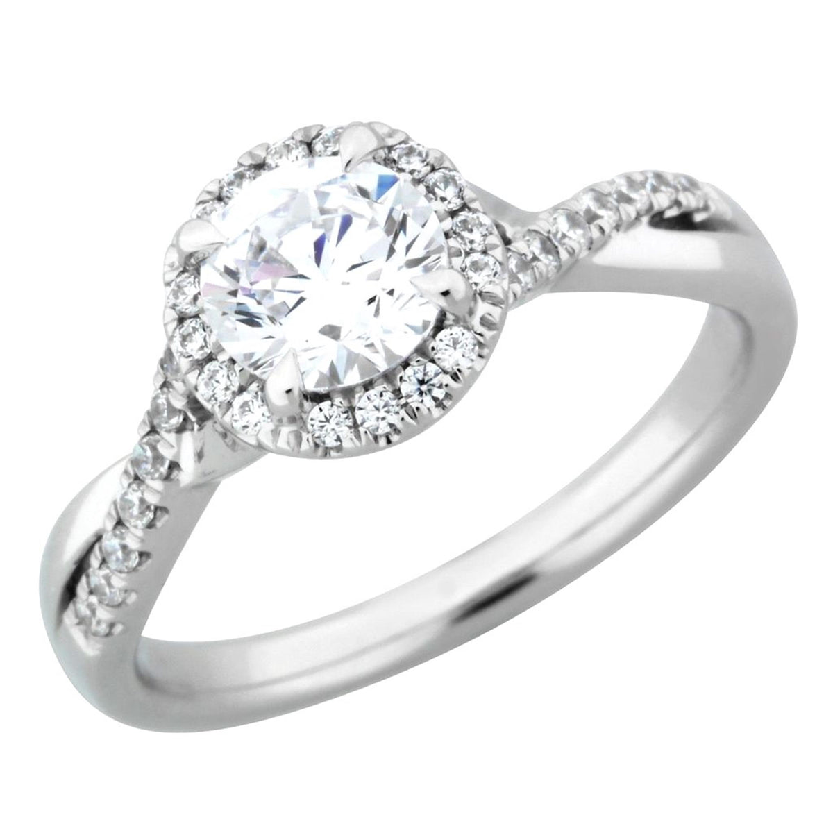 14Kt White Gold Royal Halo Engagement Ring With 0.70ct Natural Center Diamond