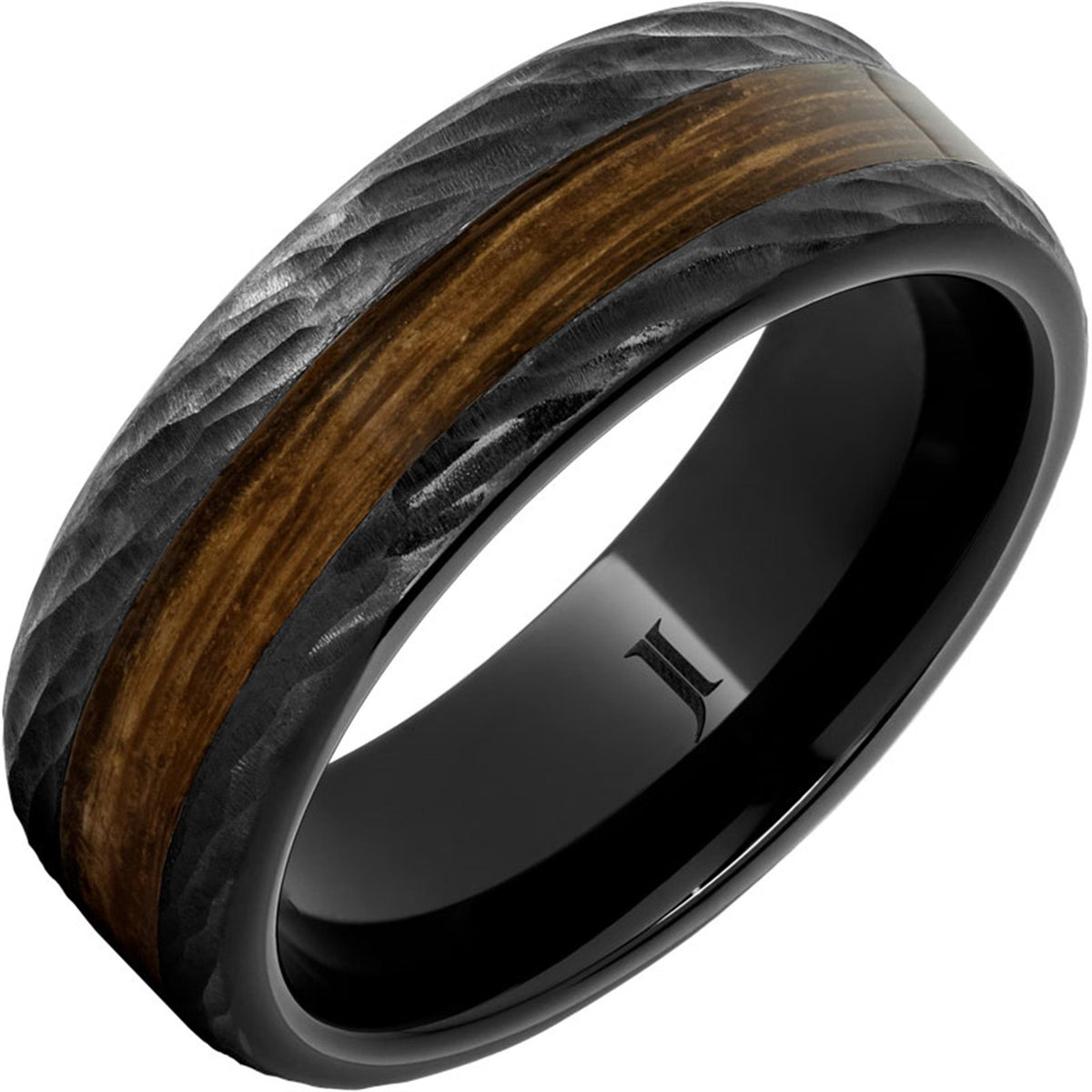 Ceramic Black Wood Inlay Band