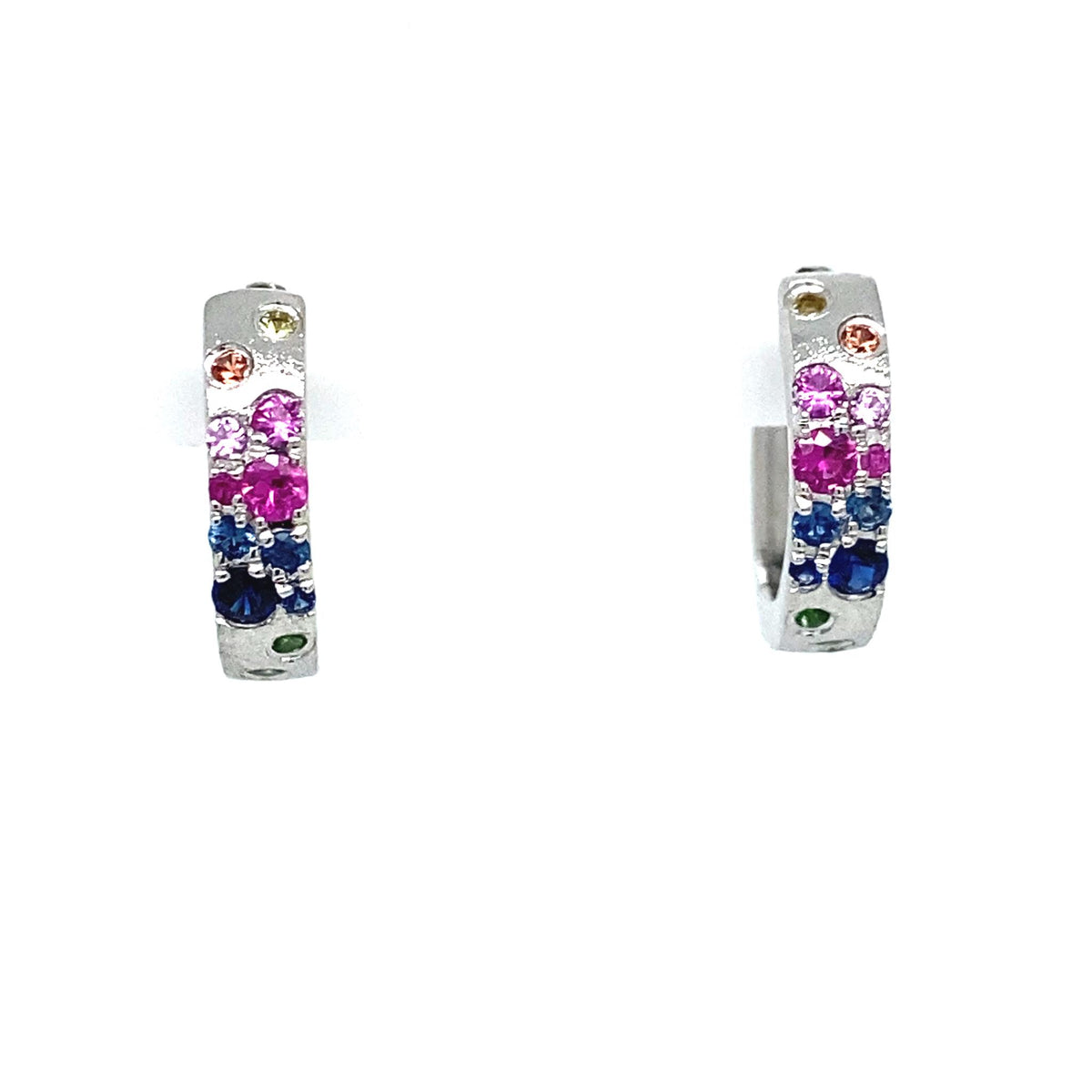 Confetti Collection Rainbow Sapphire Hoop Earrings