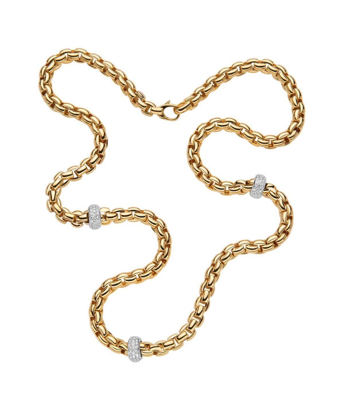 18Kt Yellow Gold FOPE Flex-It Link Chain with Natural Diamonds