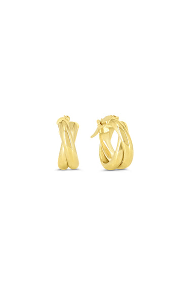 Bella Gold Collection 10Kt Yellow Gold Criss-Cross Hoop Earrings