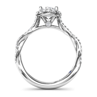 14Kt White Gold Free-Form Engagement Ring Mounting With 0.41cttw Natural Diamonds