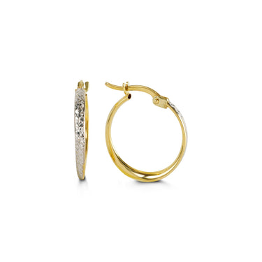 Bella Gold Collection 10Kt Yellow & White Gold 2-Tone Diamond-Cut Twisted Hoop Earrings