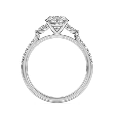 Centurion Collection 14Kt White Gold Vine Engagement Ring with 2.5ct 100-Faceted Lab-Grown Oval Center Diamond and 0.44cttw Accent Diamonds