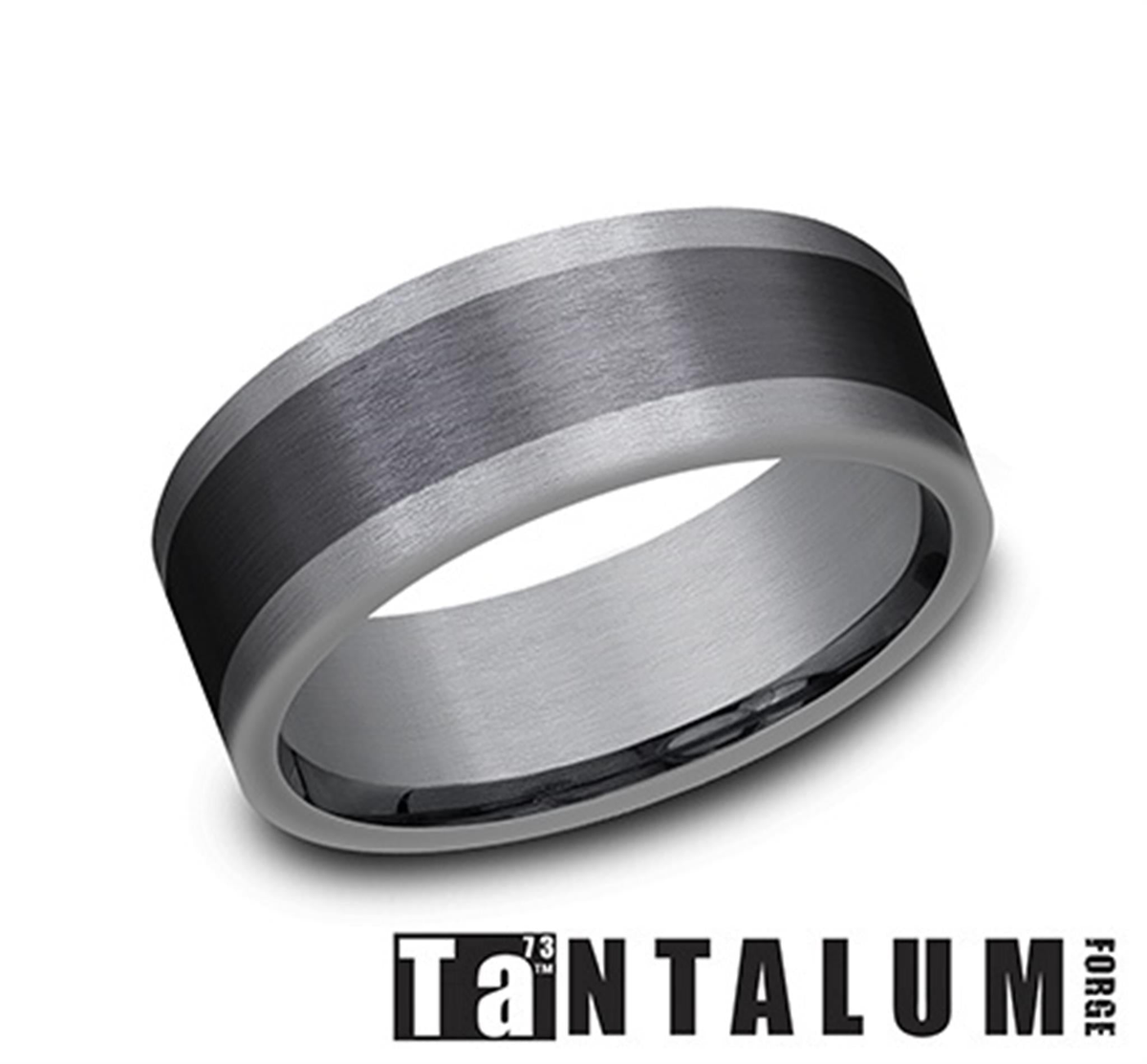 Tantalum Gray Engraved Wedding Band