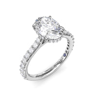 Fana 14Kt White Gold Halo Engagement Ring Mounting With 0.47cttw Natural Diamonds