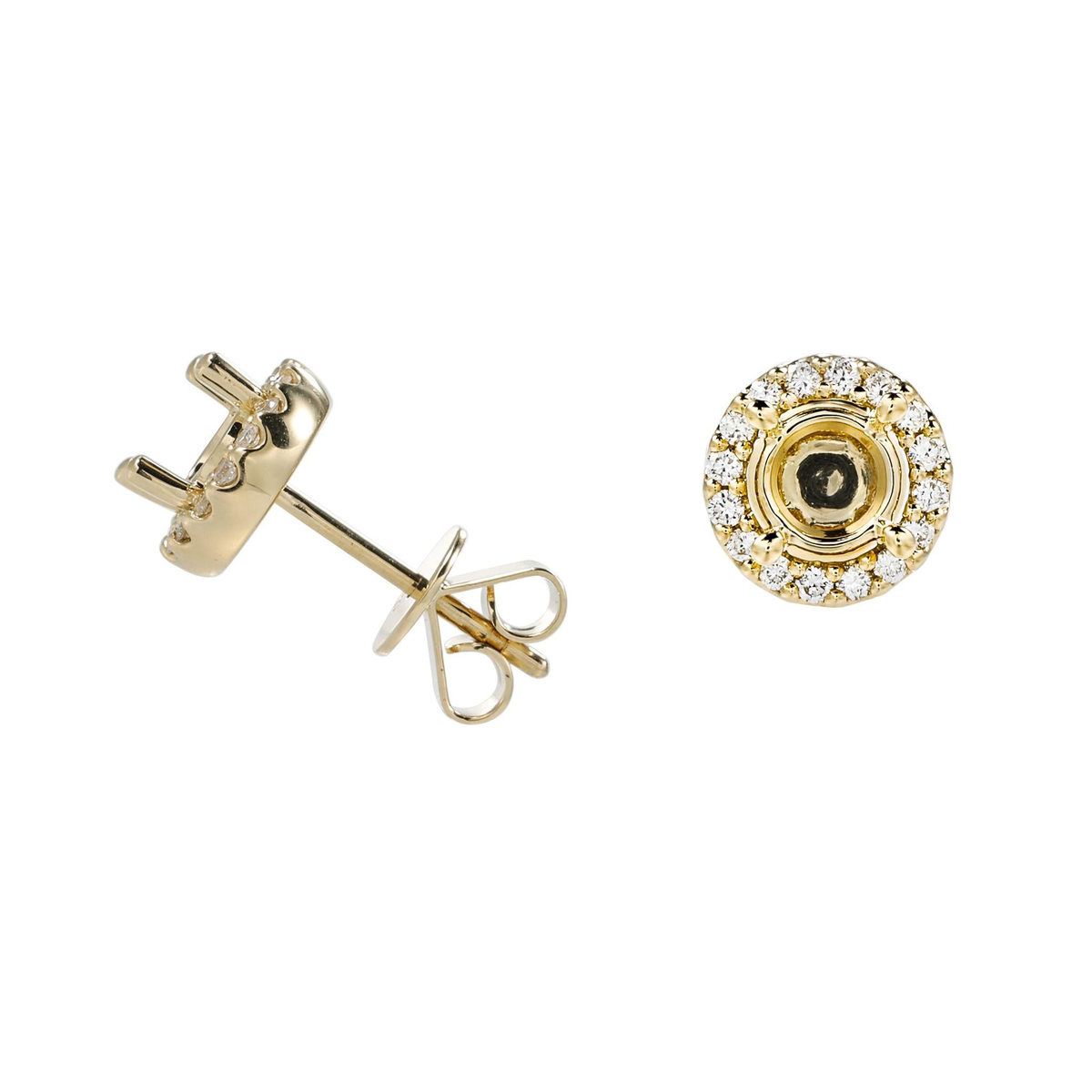 18Kt Yellow Gold Classic Stud Earrings 1.40cttw Natural Diamonds