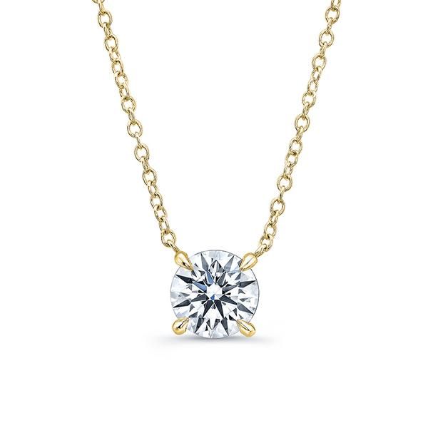 14Kt Yellow Gold Stationary Solitaire Pendant With 1.31ct Round Natural Diamond