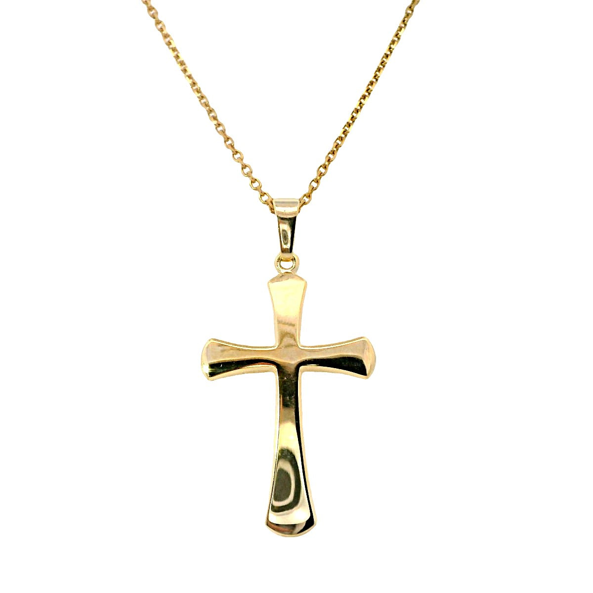 14kt Yellow Gold Polished Domed Semi-Solid Flared Cross
