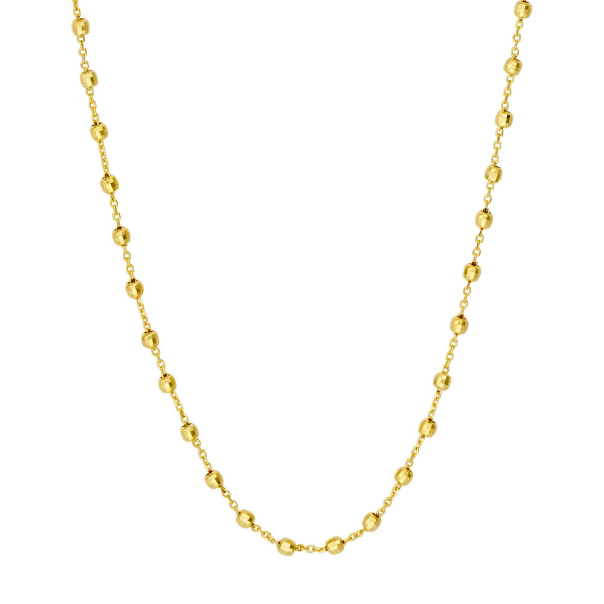 18" 14K Yellow Gold 2.5mm Beaded Station Necklace