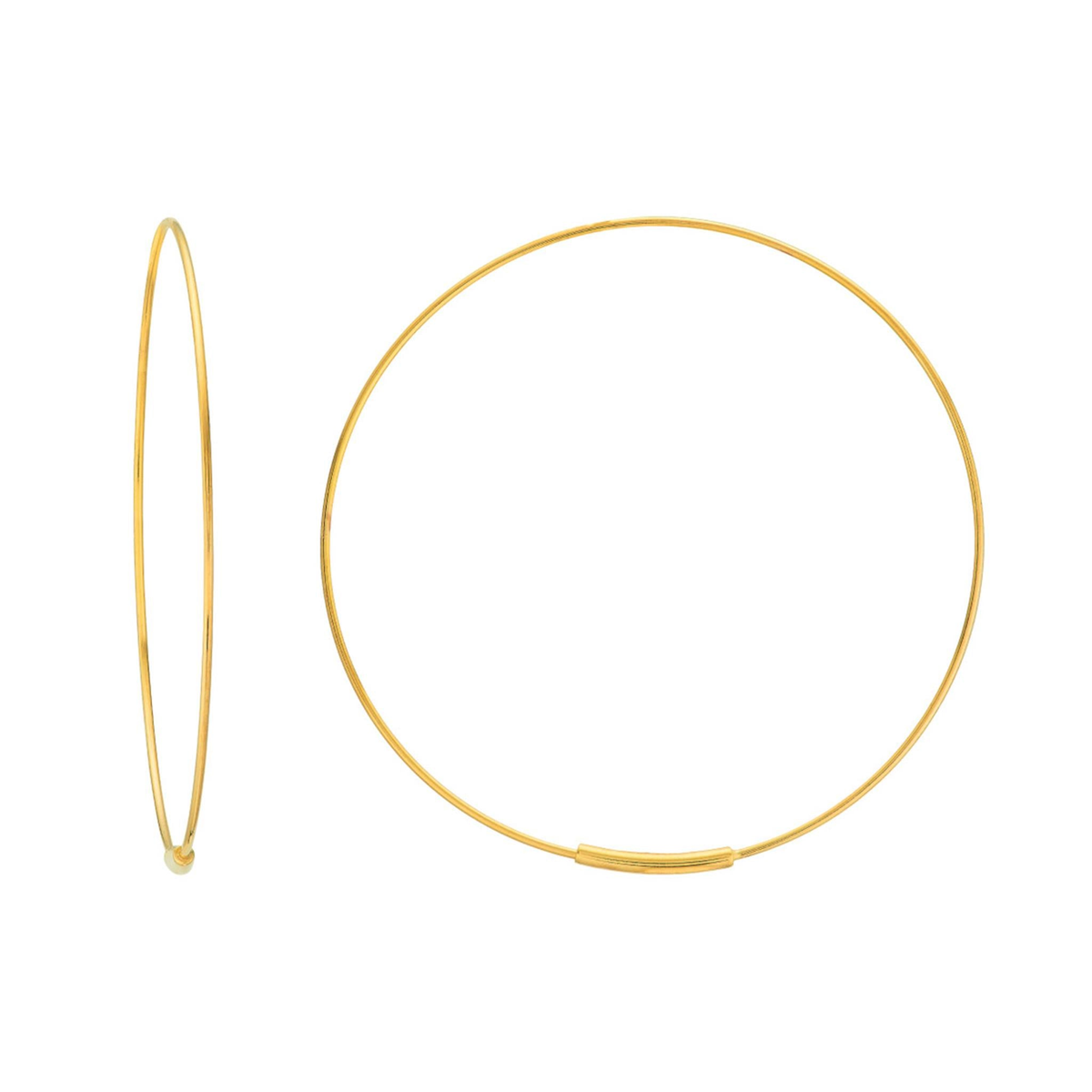 14Kt Yellow Gold 40mm Round Endless Hoop Earrings