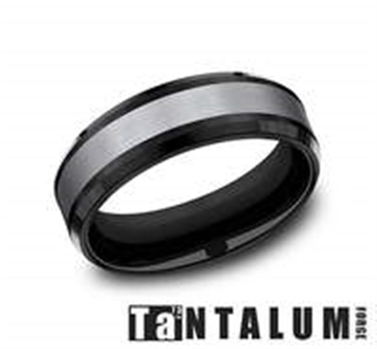 Black Titaniuim 7mm Band with Gray Tantalum Inlay