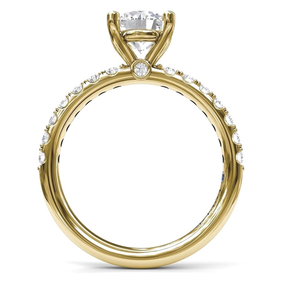 FANA 14Kt Yellow Gold Classic Prong Engagement Ring Mounting - 1Ct Oval Center Stone Sold Separately