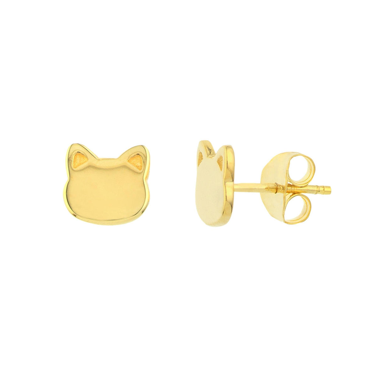 14Kt Yellow Gold Cat Stud Earrings