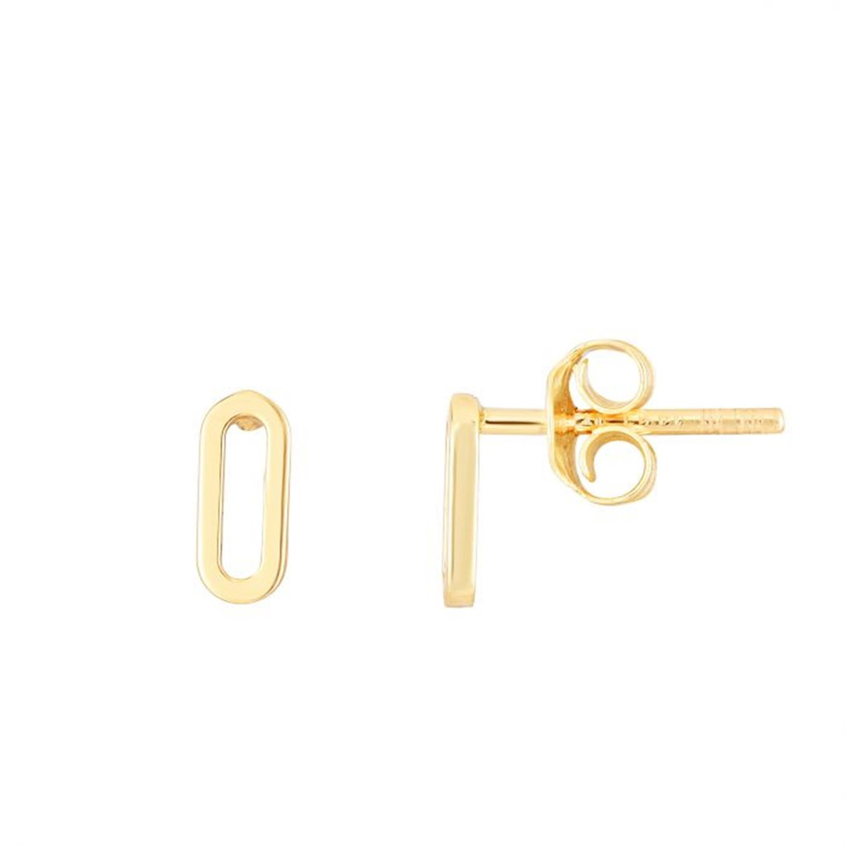 14kt Yellow Gold 7mm Mini Paperclip Link Stud Earrings