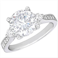 18Kt White Gold Classic Prong Engagement Ring Mounting With 0.37cttw Natural Diamonds