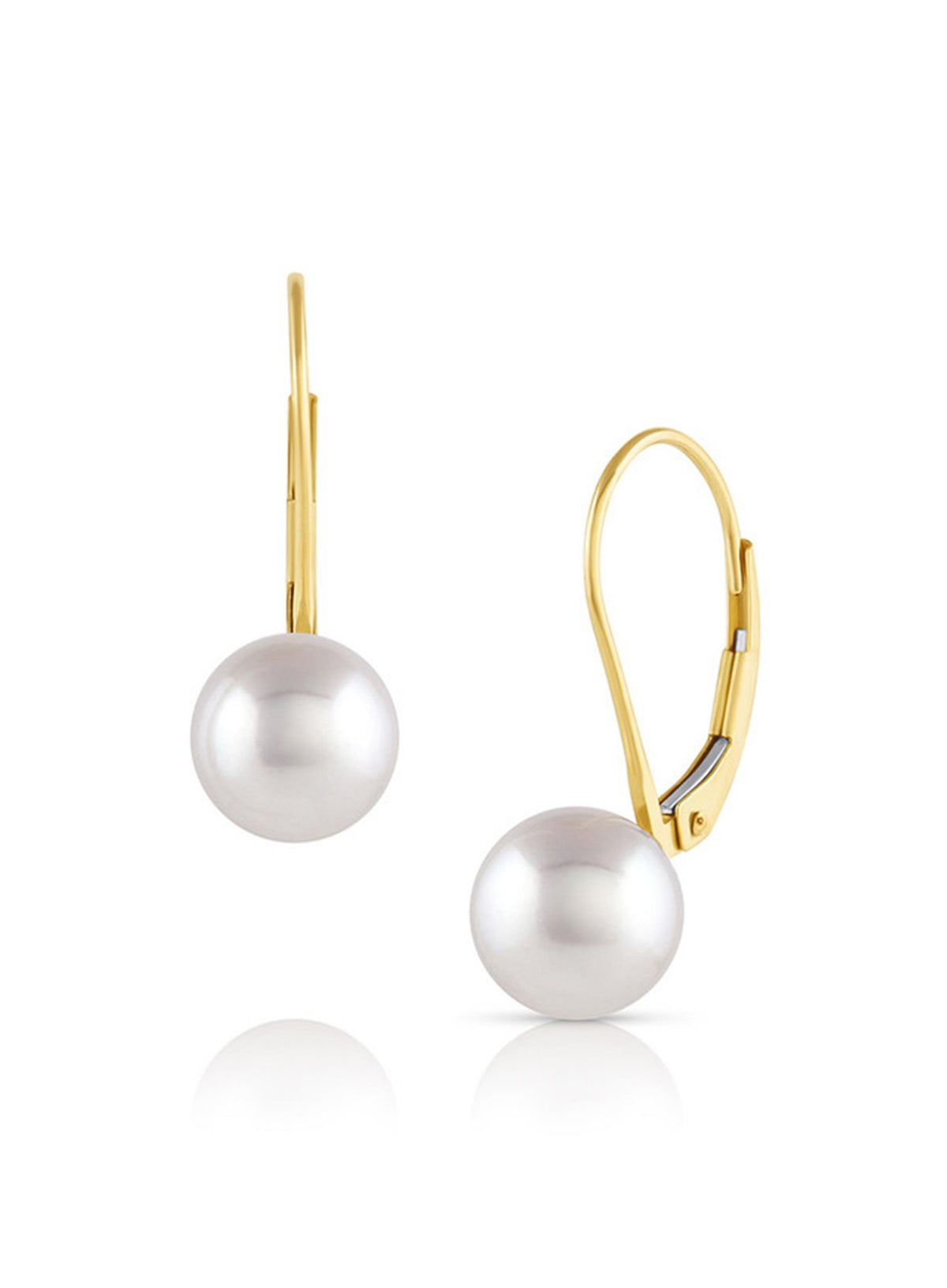 14Kt Yellow Drop Earrings With 8mm Akoya Cultured Pearl