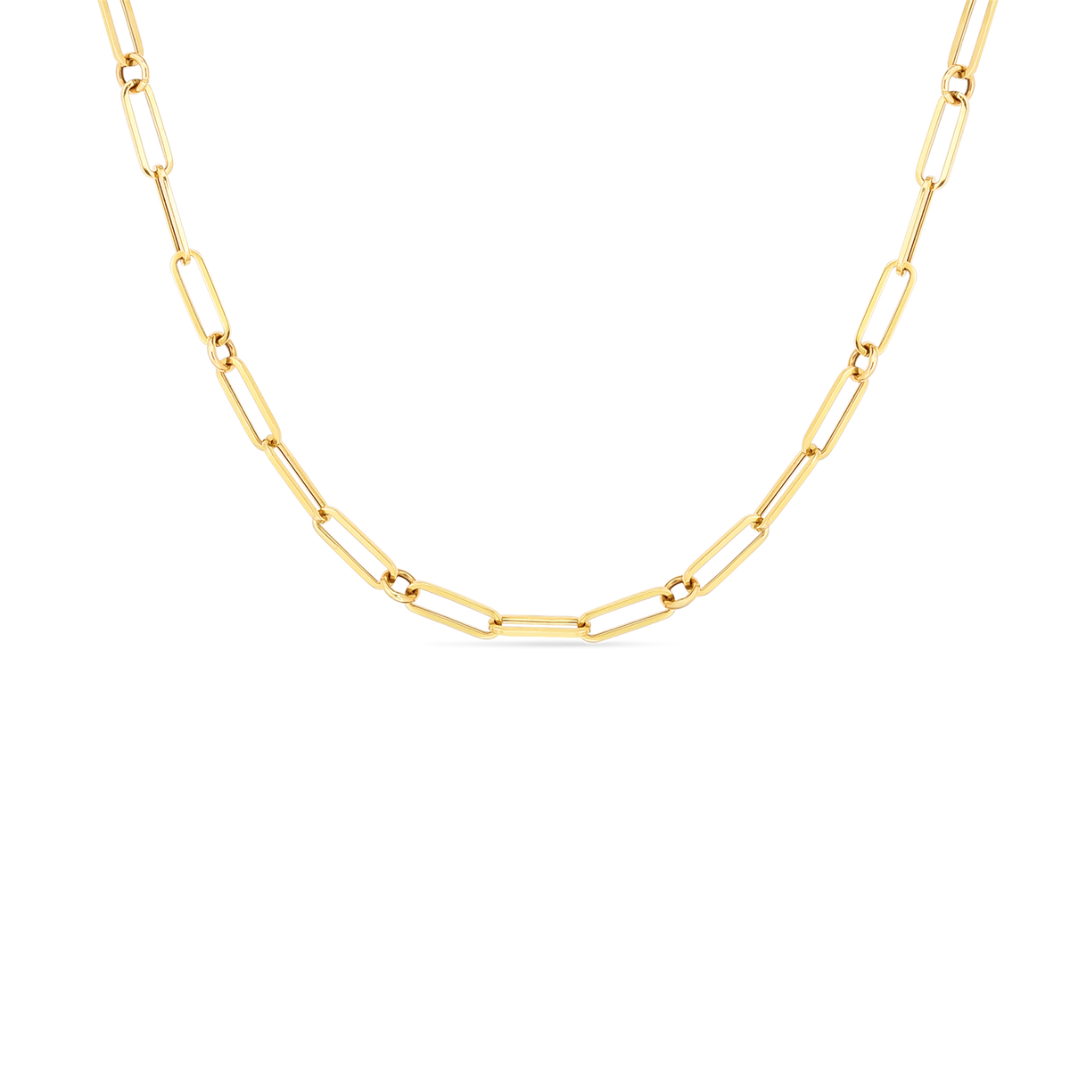 Roberto Coin 17" 18K Yellow Gold Round and Paperclip Link Chain