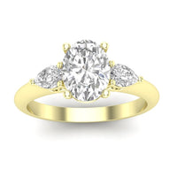 14Kt Yellow Gold Three-Stone  Ring Mounting With .40cttw Natural Diamonds