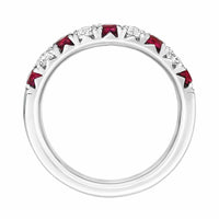 18Kt White Gold Alternating Ruby and Diamond Band
