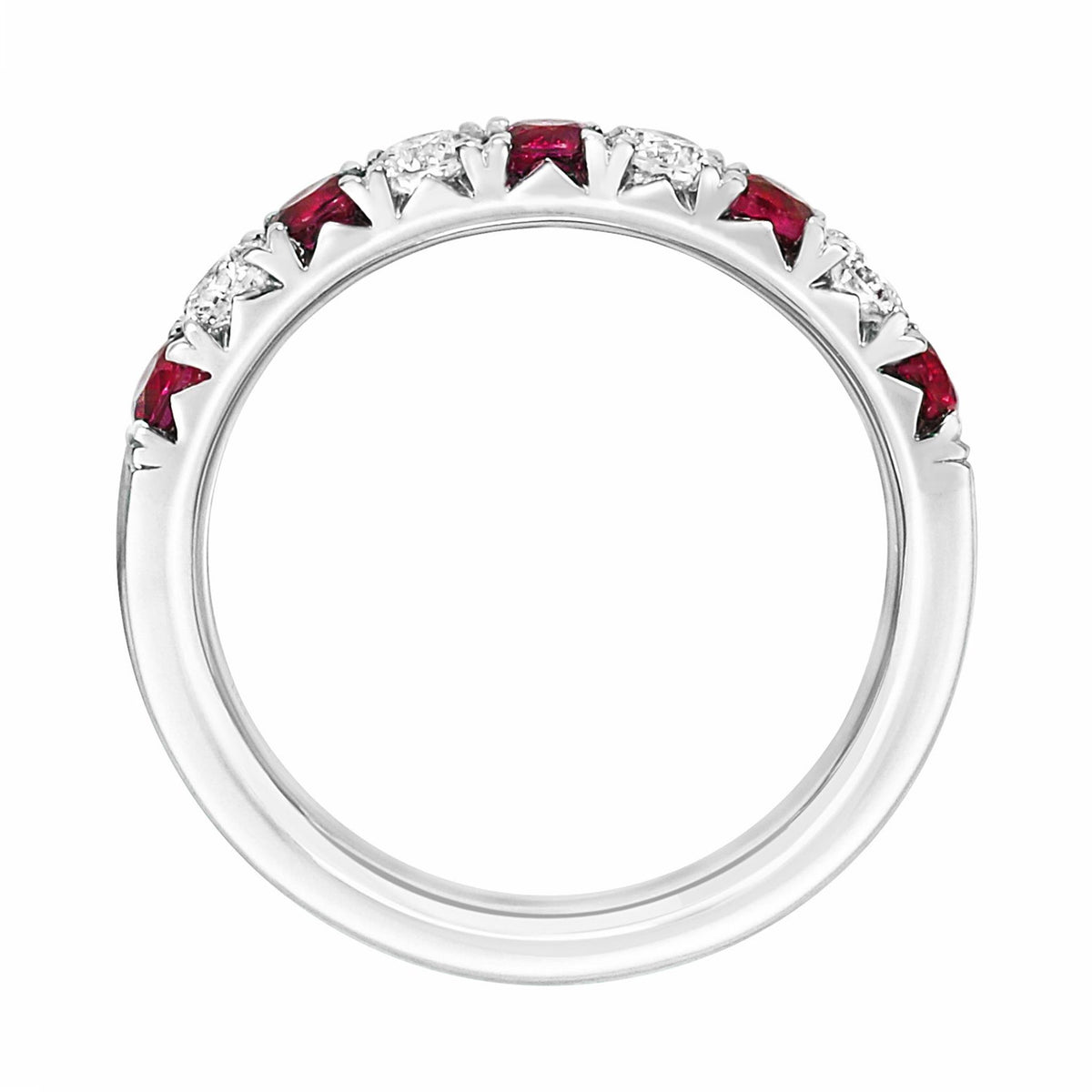 18Kt White Gold Ruby and Diamond Band