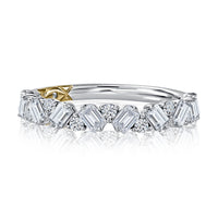A.Jaffe Scattered Anniversary Band with Alternating Round and Emerald Cut Diamonds
