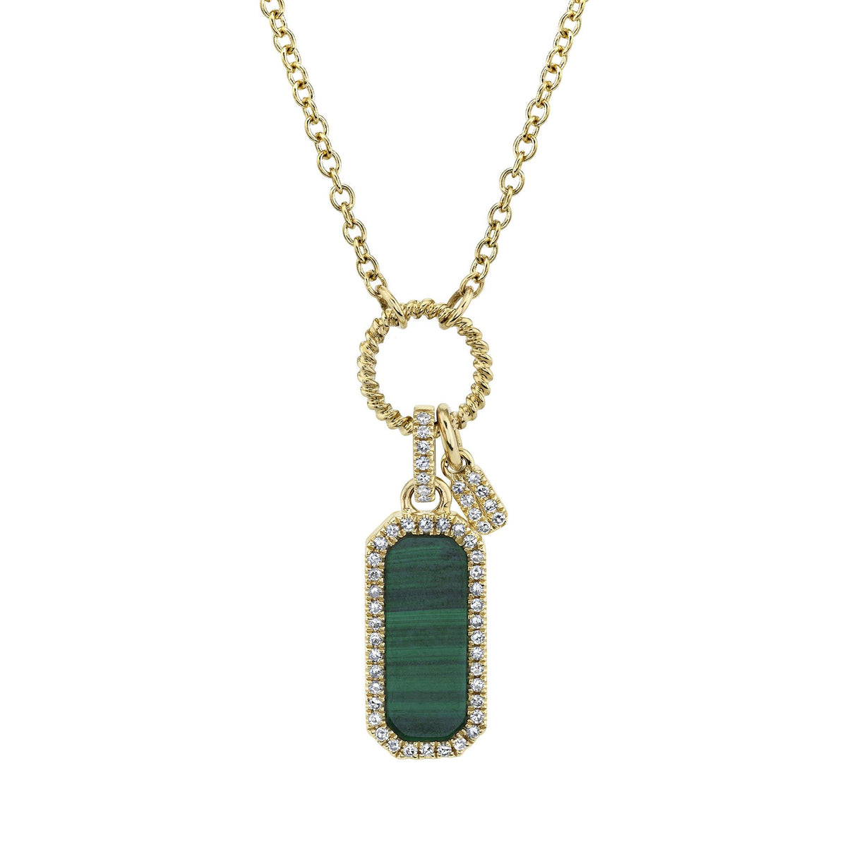 Shy Creation 14Kt Yello Gold ID Style Pendant With Malachite Inlay