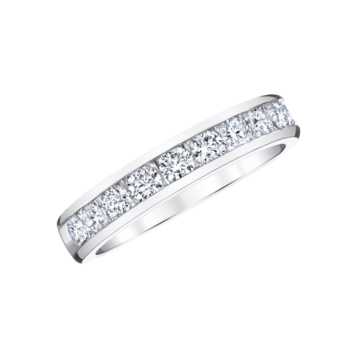 14Kt White Gold Channel Set Wedding Ring With 0.50cttw Natural Diamonds