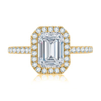 A. Jaffe 0.57ctw Halo & Pave Band Cathedral Engagement Ring in 14K Yellow Gold