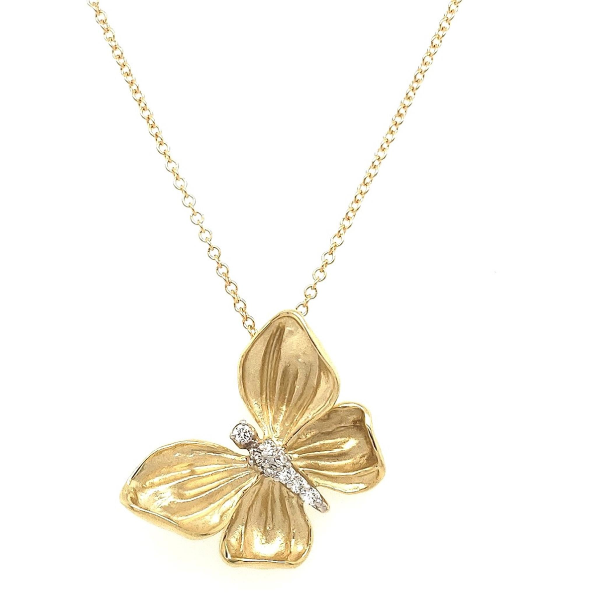 Simon G. 18K Yellow Gold Butterfly Pendant with 8 Round Diamonds totaling 0.06CT (G/H VS2) Serial  721033