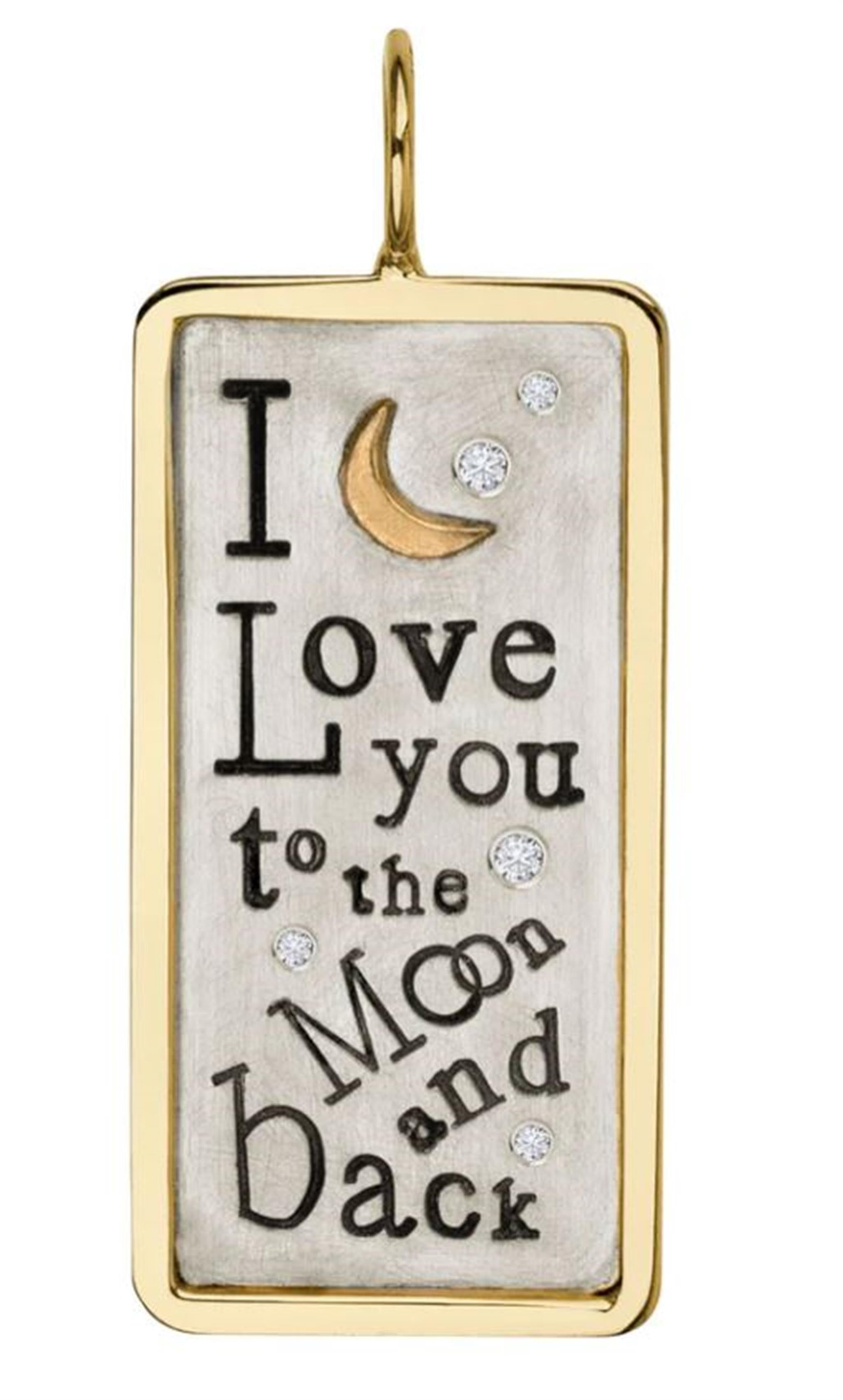 Heather B Moore 16x32mm ID Tag Pendant Stamped " I Love You to the Moon and Back