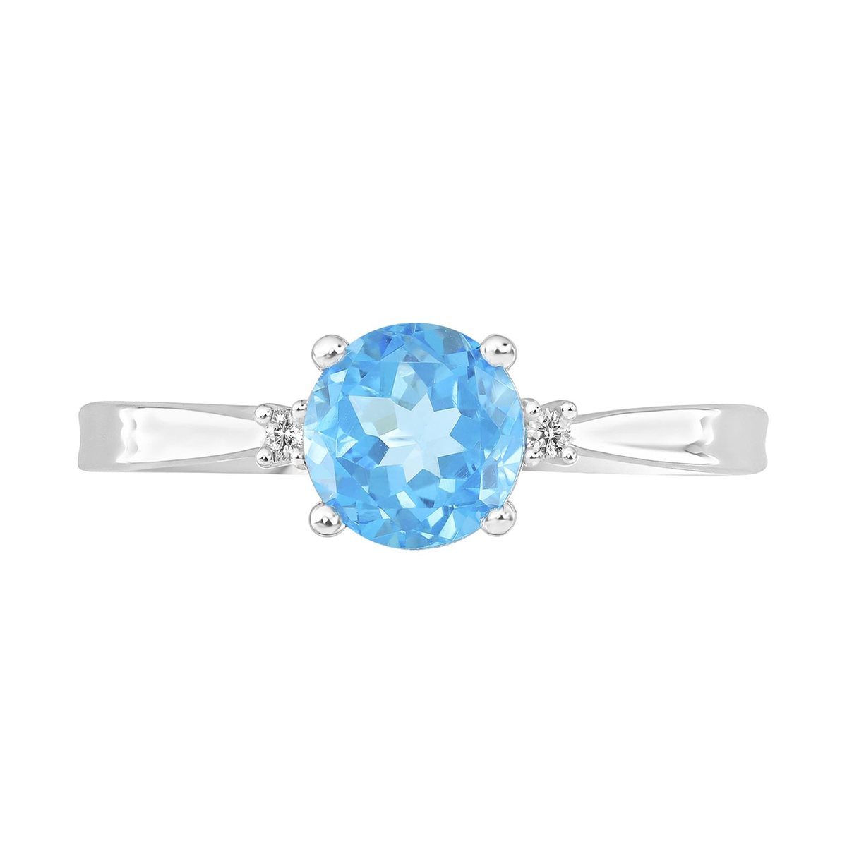 14Kt White Gold .94ct  Blue Topaz Natural Diamond Ring