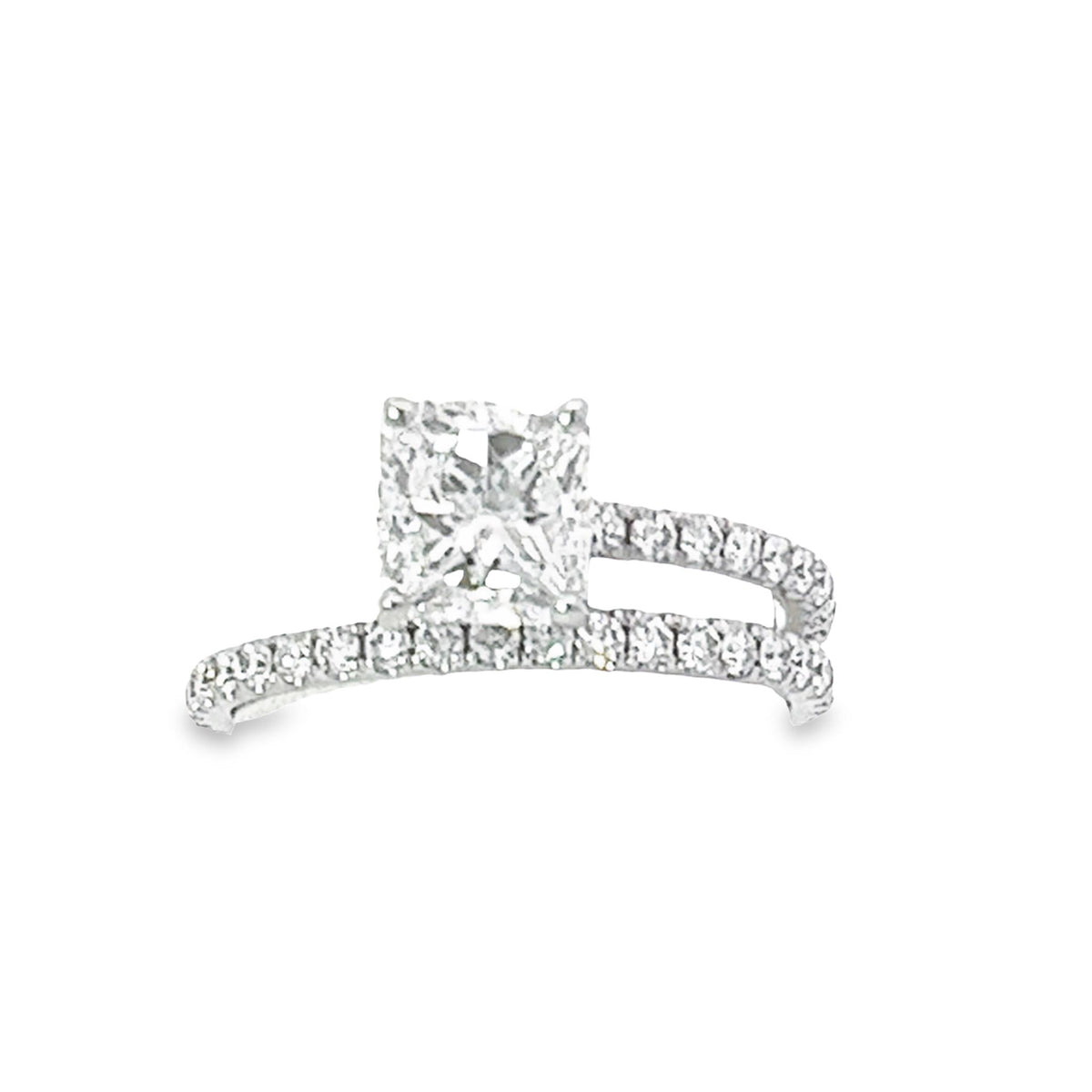 14Kt White Gold Bypass Engagement Ring With 1.50ct Natural Center Diamond