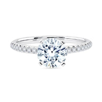 14Kt White Gold Petite Prong Ring Mounting With .13cttw Natural Diamonds